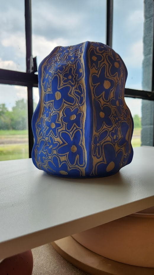 carved sgraffito vase